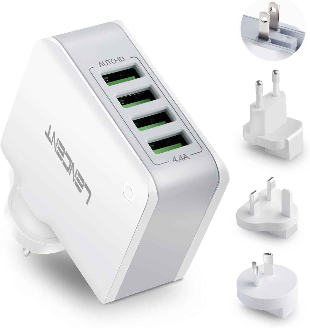 USB Charger 4 Ports Worldwide Universal Adapters Includes UK EU US AUS 22W/5V