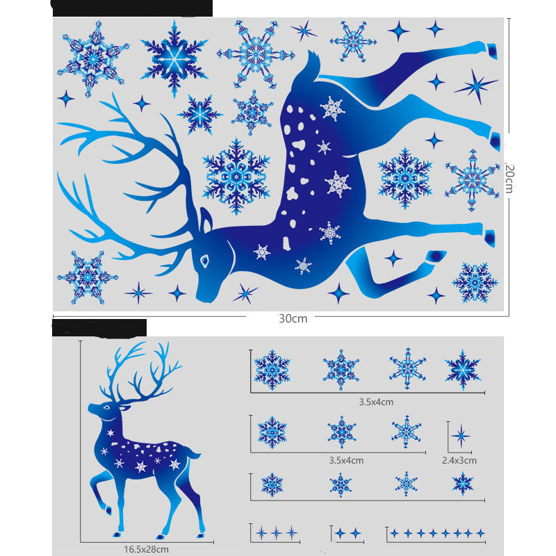 Christmas Elk Snowflake Sticker Decoration Glass Window Kids Room Christmas Wall Stickers Home Decals Decoration
