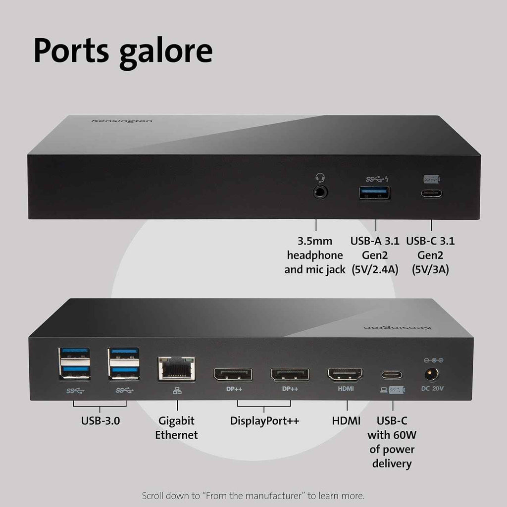 Kensington Universal Docking Station Triple Display Hub for MacBook and Windows
