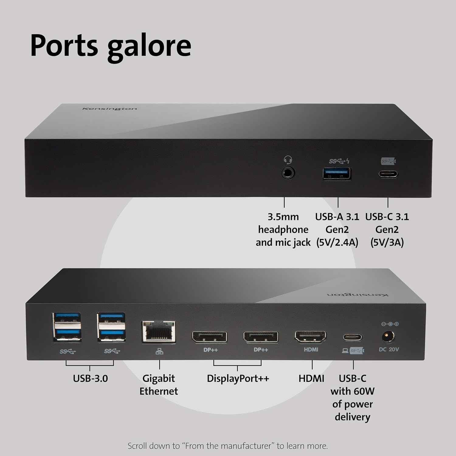 Kensington Universal Docking Station Triple Display Hub for MacBook and Windows