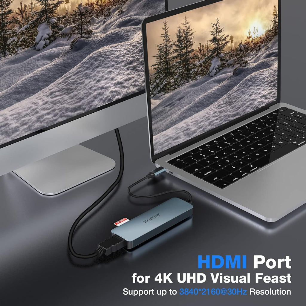 USB C Docking Station Mac Windows iPad Pro Adapter 6 in 1 with 4K HDMI Output