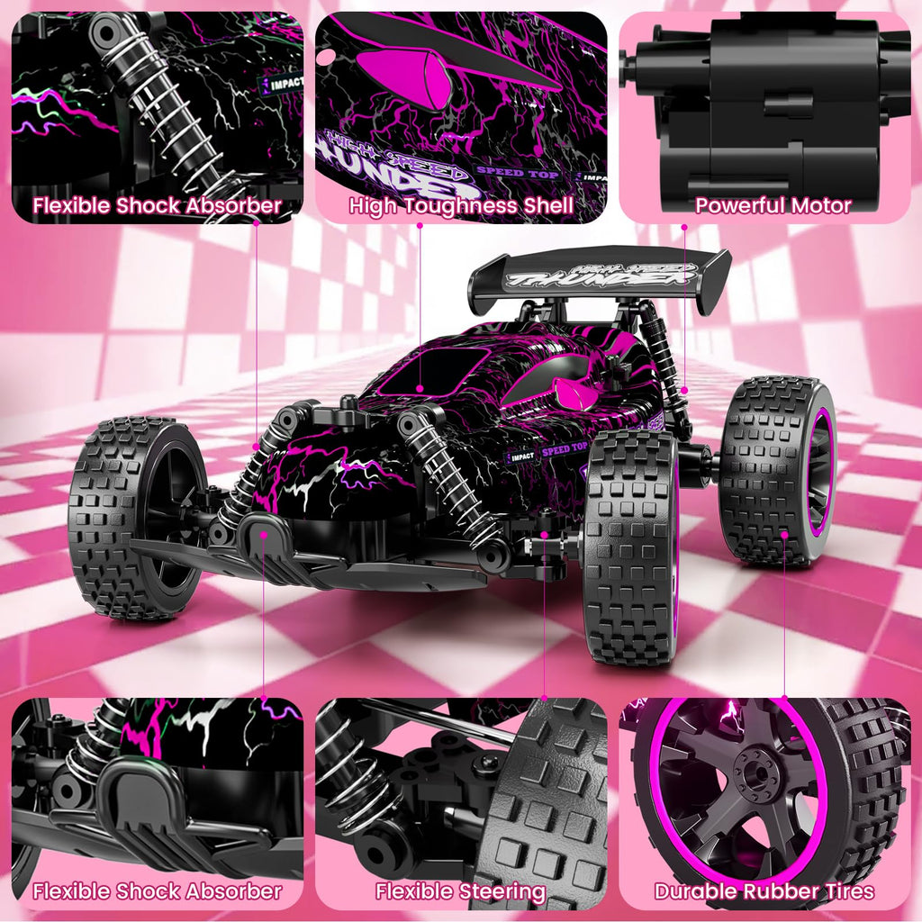 Tecnock RC Remote Control Car for Kids, 1:18 High Speed 20 KM/H 2WD RC Buggy, 2.4GHz Off Road Racing Car with Rechargeable Batteries, Gift for Boys and Girls