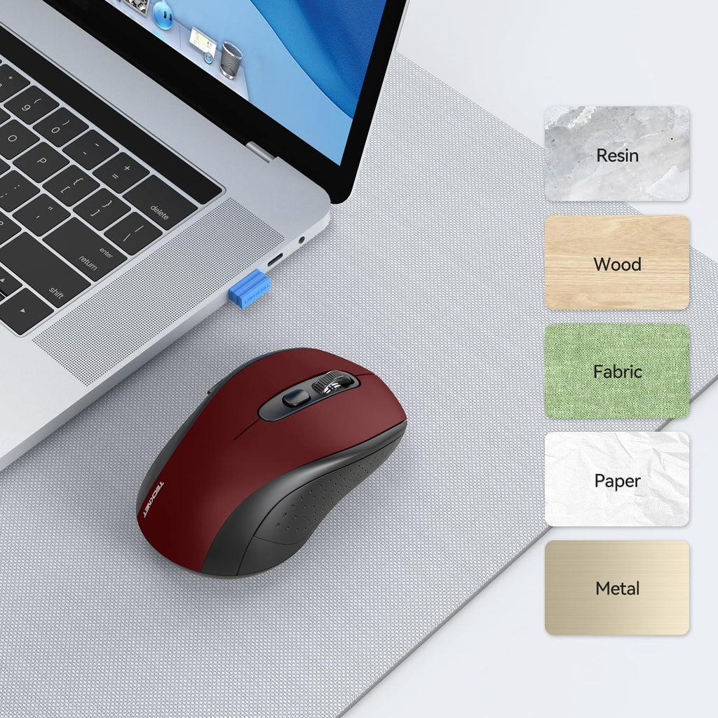 TECKNET Bluetooth Mouse, 4000DPI Wireless Mouse Computer Mice Bluetooth 5.0/3.0 and 2.4GHz Connectivity Mouse with 6 Adjustable DPI,18 Months Long Battery Life Cordless USB Mouse for Laptop PC