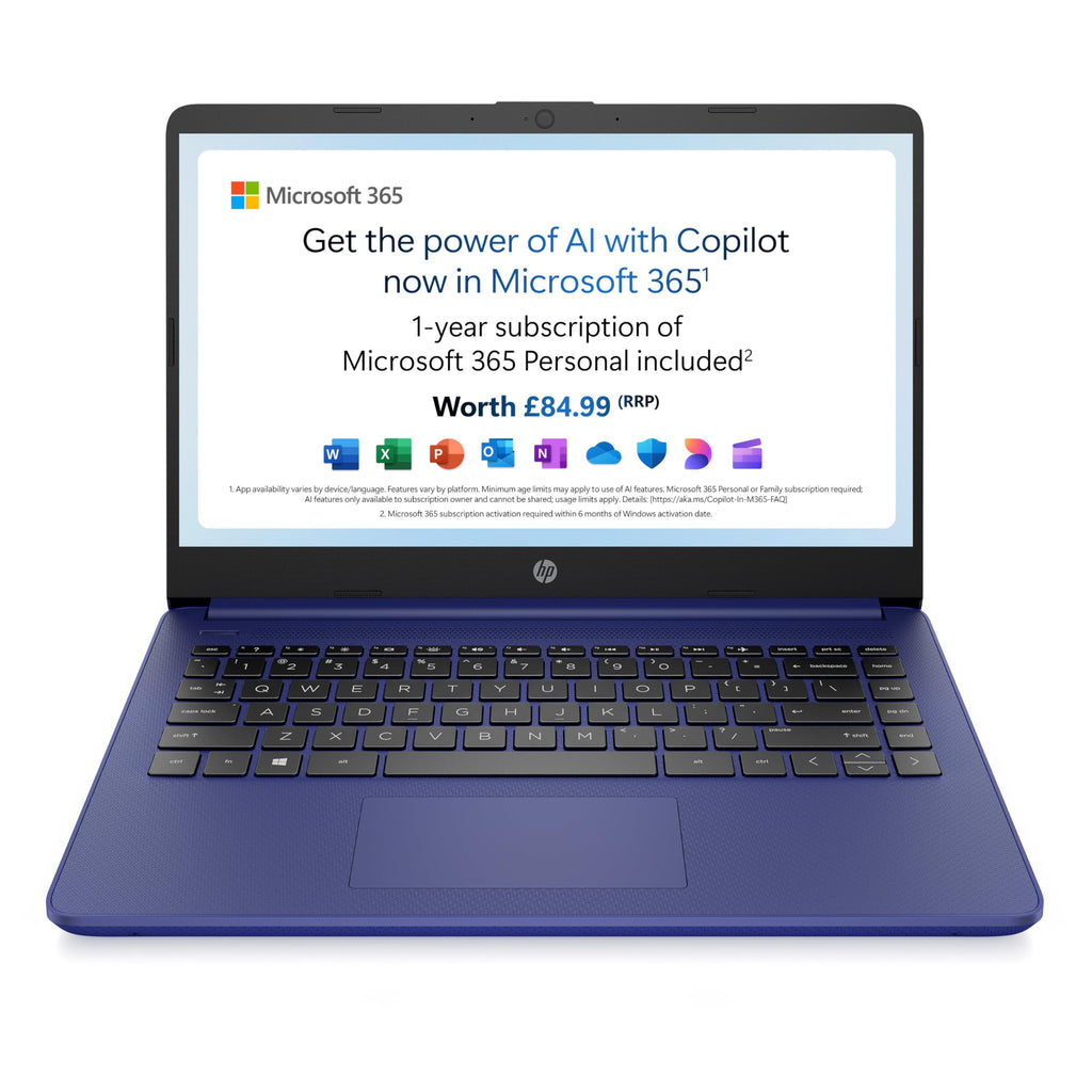 HP Stream 14" Laptop | Intel N4120 Processor | 4 GB RAM | 128 GB SSD | Intel UHD Graphics | HD Display | Dual Speakers | Microsoft 365 Personal 12 month included | Win 11 | Indigo Blue | 14s-dq0033sa
