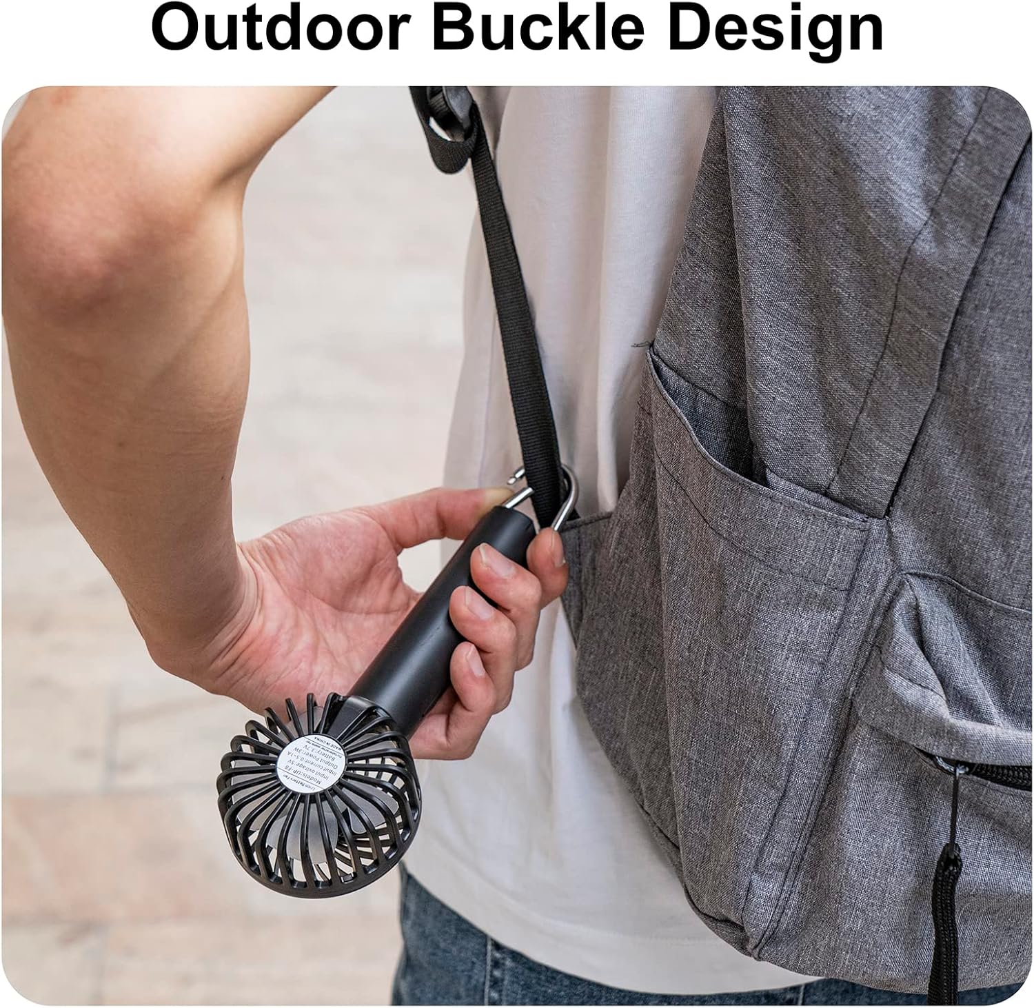 Portable Hand-held Fan Mini Fan Cooling USB Rechargeable 3 Speed With Clip Black