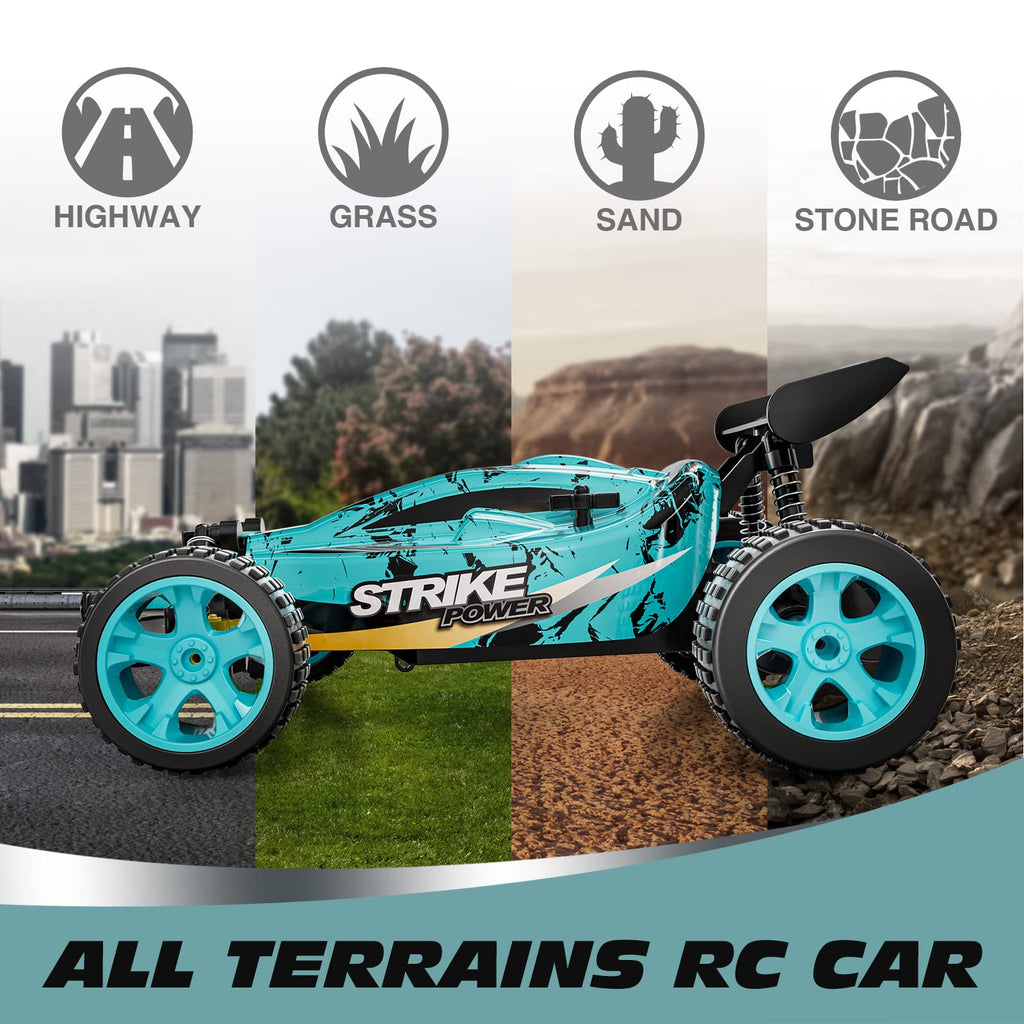 Tecnock RC Remote Control Car for Kids, 1:18 High Speed 20 KM/H 2WD RC Buggy, 2.4GHz Off Road Racing Car with Rechargeable Batteries, Gift for Boys and Girls