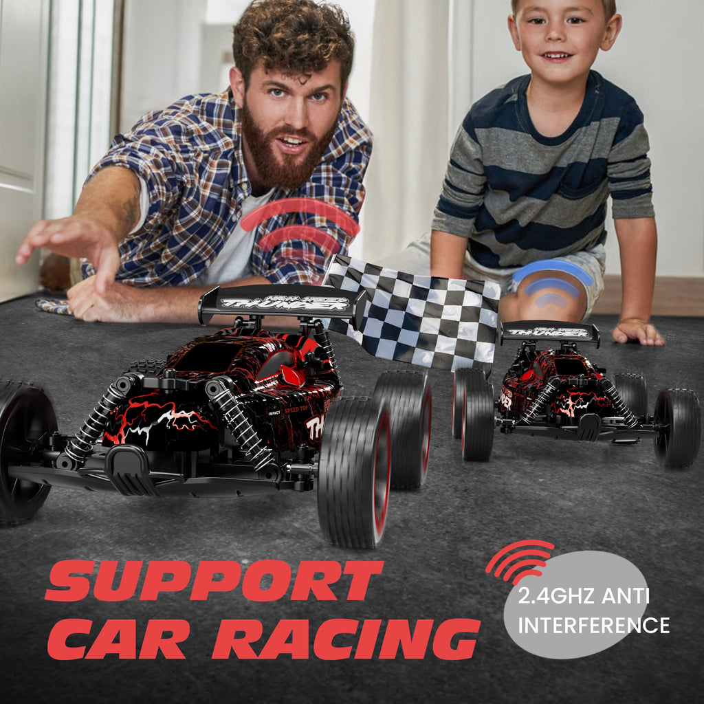 Tecnock RC Remote Control Car for Kids, 1:18 High Speed 20 KM/H 2WD RC Buggy, 2.4GHz Off Road Racing Car with Rechargeable Batteries, Gift for Boys and Girls