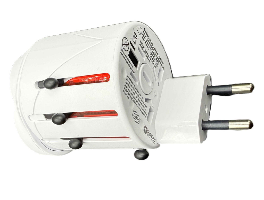 SKROSS Travel Plug EVO Universal Plug 150+ Countries Input and Output - White