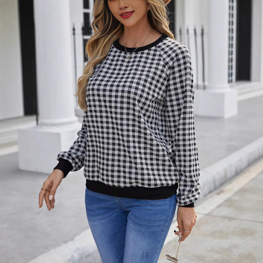 Japanese Sweet Plaid Pullover Long Sleeve Sweater