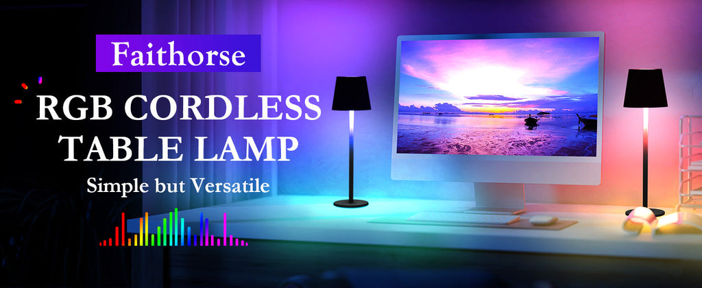 Cordless LED Table Lamp RGB Rechargeable Desk Light IP54 Touch Dimmable 2 Pack