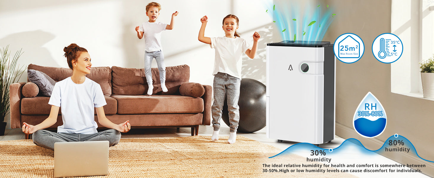 Dehumidifiers For Home 24L/Day Dehumidifier With Automatic Humidity Display Sleep Mode Childlock 24H Timer High-capacity