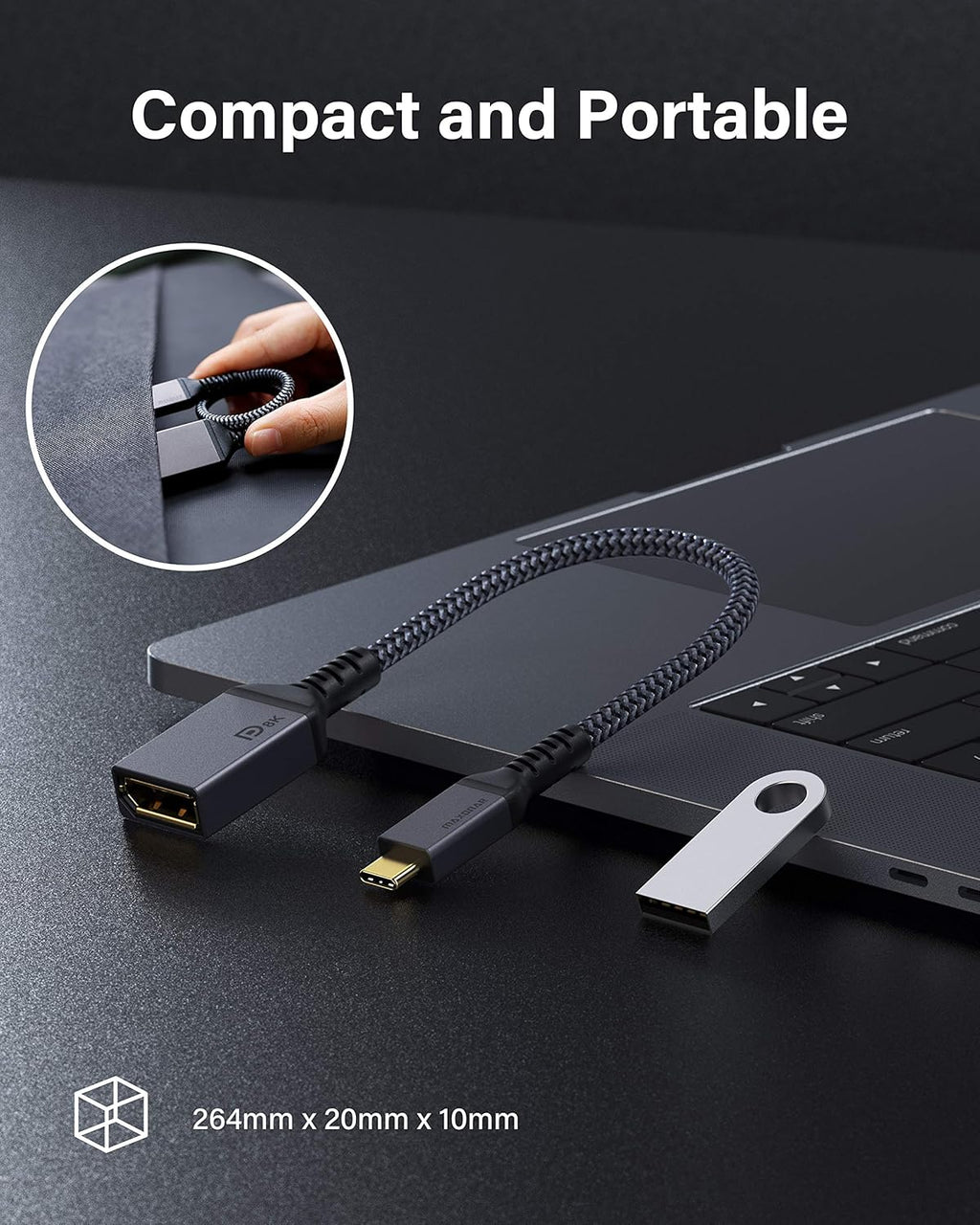 USB C to DisplayPort Adapter 8K@60Hz Thunderbolt 3 to DP Adapter HBR3 Mac & Win