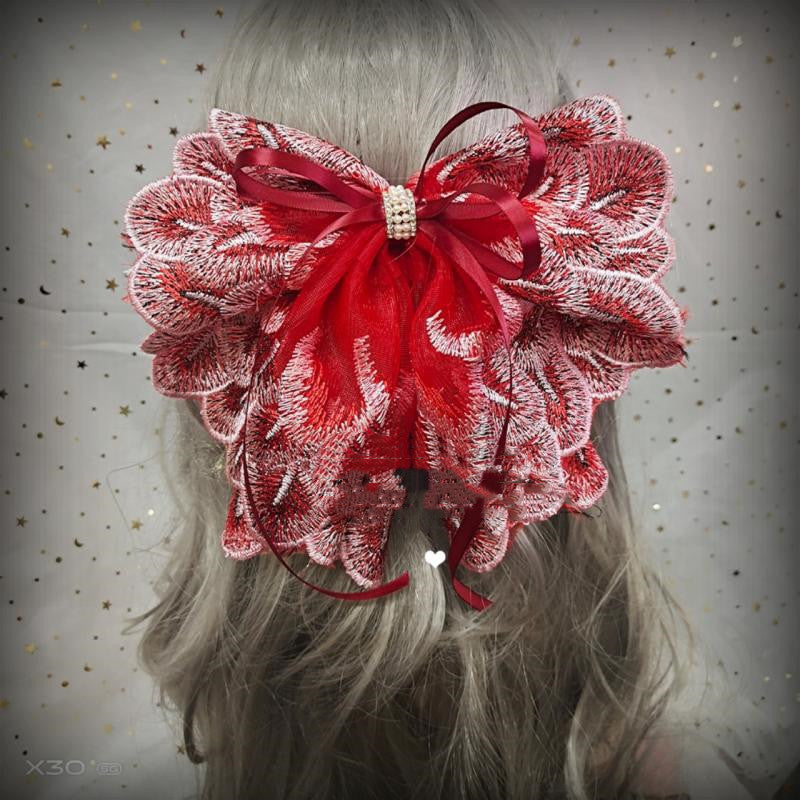 Japanese Soft Girl Lolita Sweet Bow Hairpin Ponytail Hairpin Female Top Clip Headdress