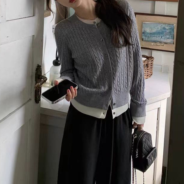 Korean Style Autumn And Winter Fake Two Pieces Sweaters Women's Fashion