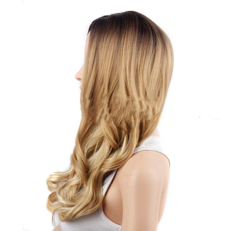 Gradient color mid-point big wavy long curly hair