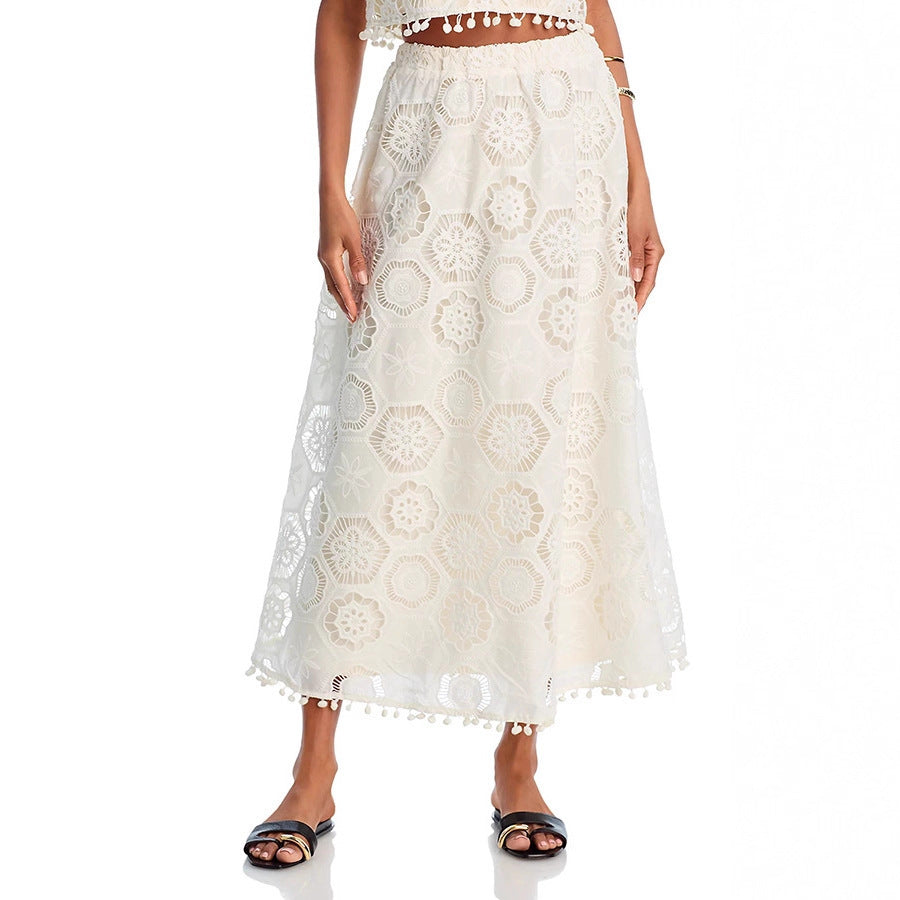 Literary Trends White Sleeveless Short Top Skirt Women's Suit