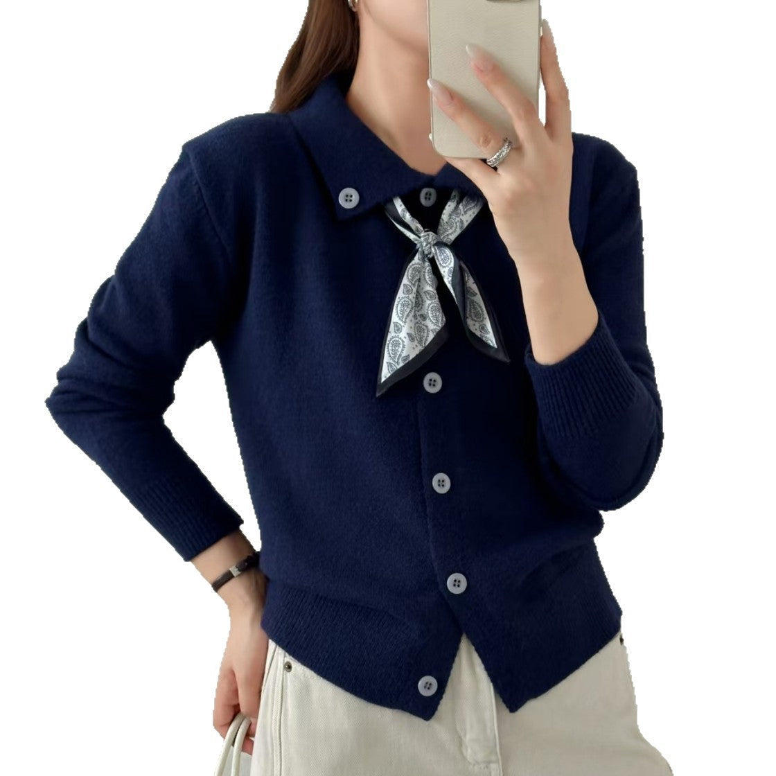 Lazy Fashion Lapel Scarf Sweater