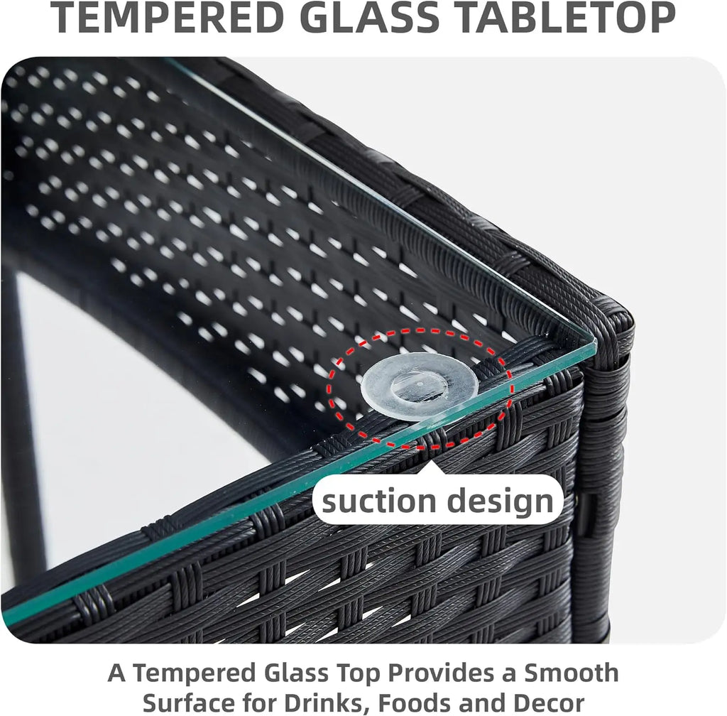 mcc direct 4Pcs Rattan Garden Furniture Set, Patio Rattan furniture sofa 2 Armchairs, 1 Loveseat Sofa and 1 coffee table  Sofia