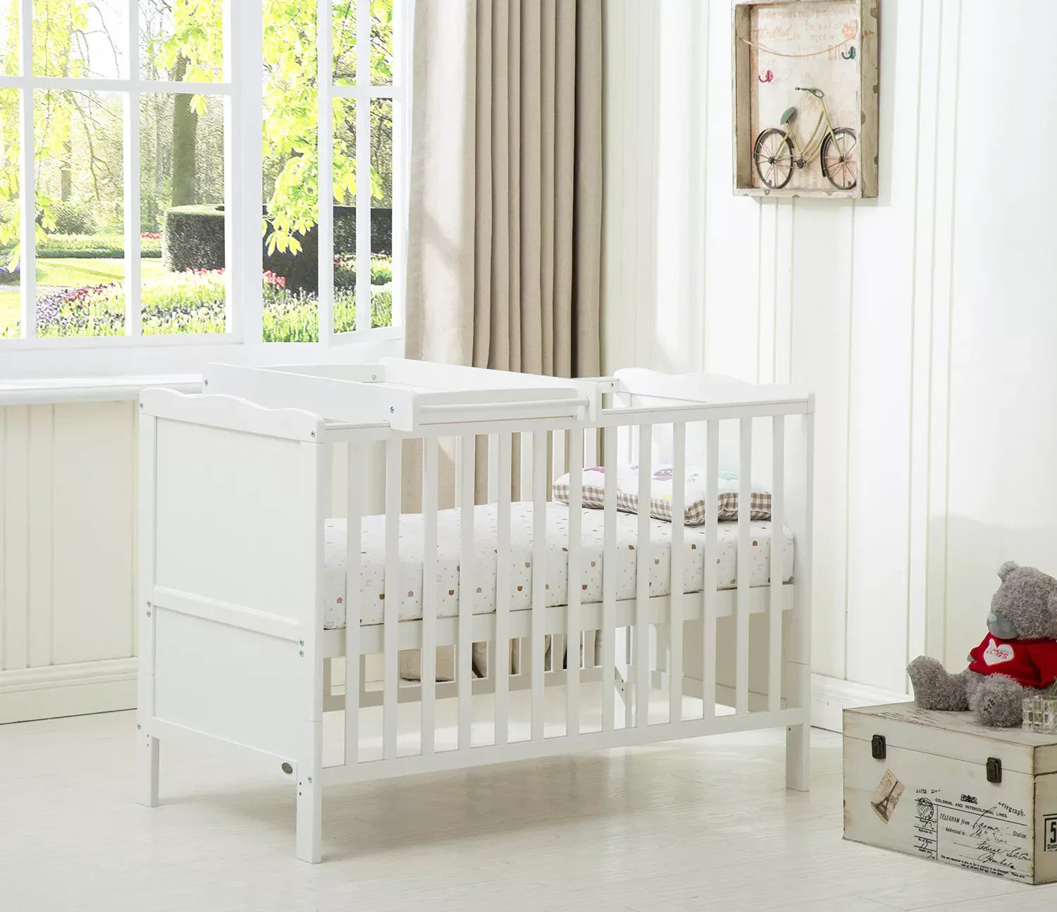 mcc direct Wooden Baby Cot Bed Orlando Top Changer &Aloe Vera Water repellent Mattress