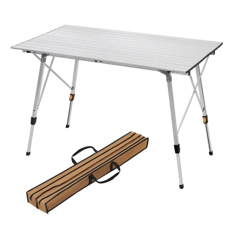 WOLTU Aluminum Folding Travel Camping Table with Carry Bag 120x68.5cm Adjustable Height Outdoor Garden Table for 4-6 People