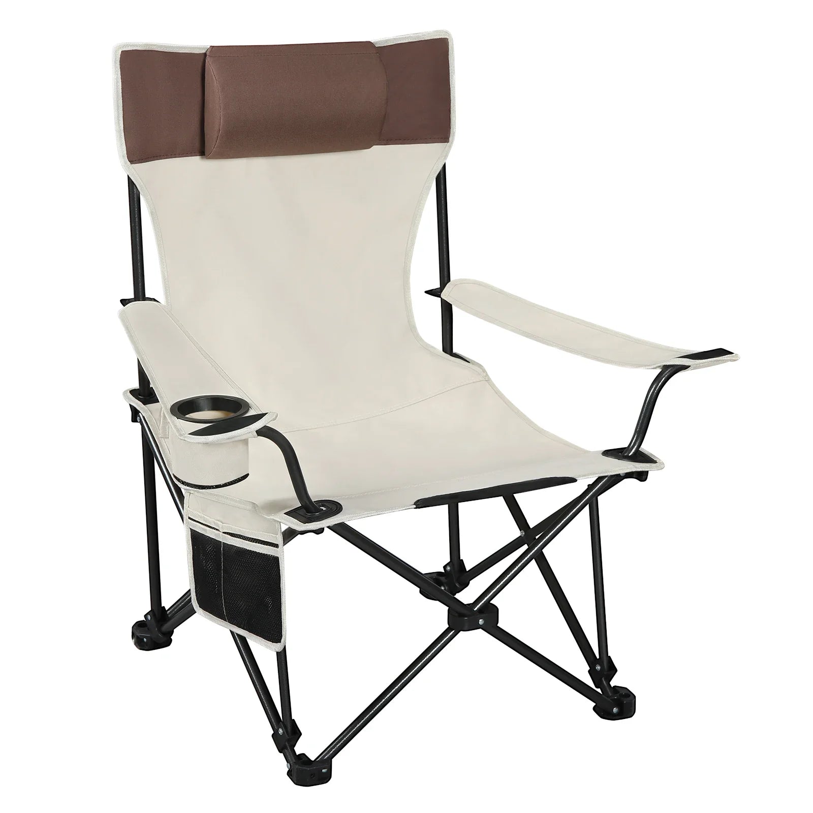 Folding Camping Chair  Lightweight Outdoor Chair Fishing Chair with Headrest Cup Holder Storage Carry Bag for Hiking Picnic Beac