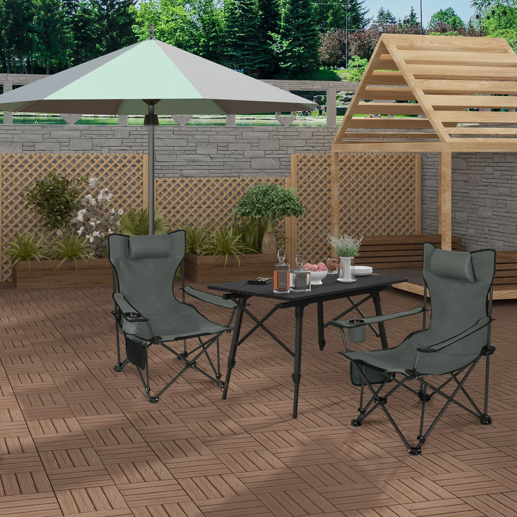 Folding Camping Chair  Lightweight Outdoor Chair Fishing Chair with Headrest Cup Holder Storage Carry Bag for Hiking Picnic Beac