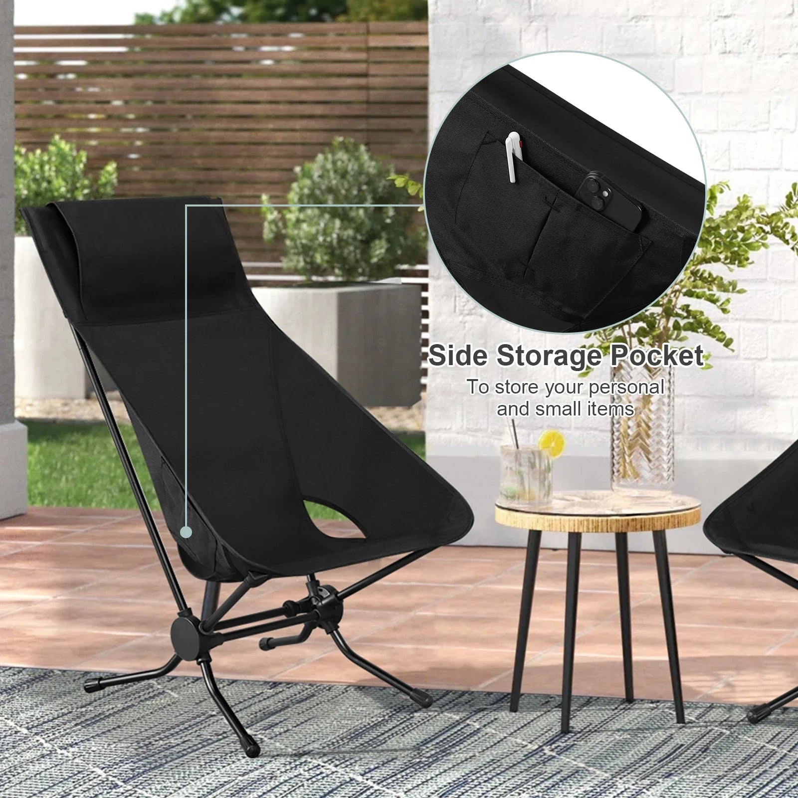 WOLTU Folding Camping Chair Ultralight Aluminium Outdoor Lounge Fishing Chair with Carry Bag for Outdoor Beach Garden BBQ Picnic