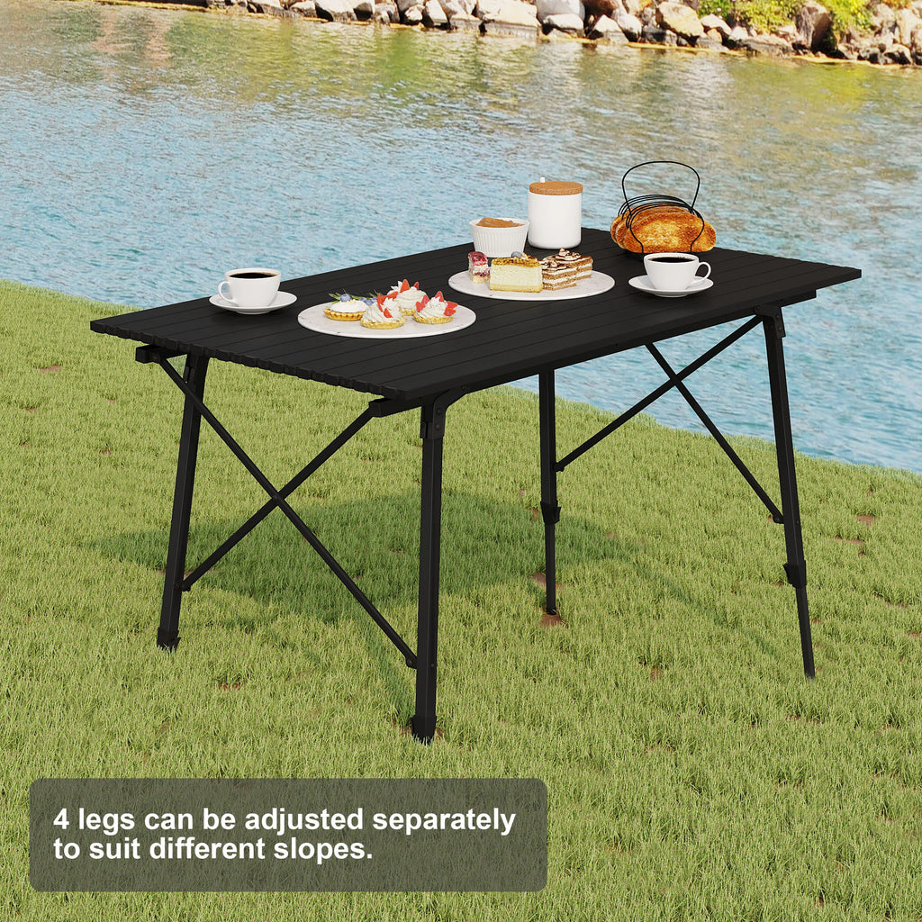 WOLTU Aluminum Folding Travel Camping Table with Carry Bag 120x68.5cm Adjustable Height Outdoor Garden Table for 4-6 People