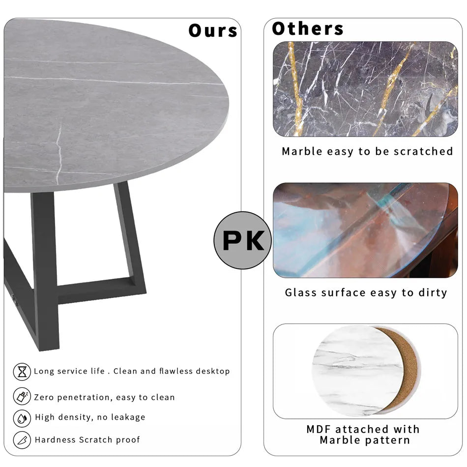 LUVODI Modern Set of 2 Living Room Round Center Table Furniture Marble Sofa Side Nesting Coffee Table with Metal Legs