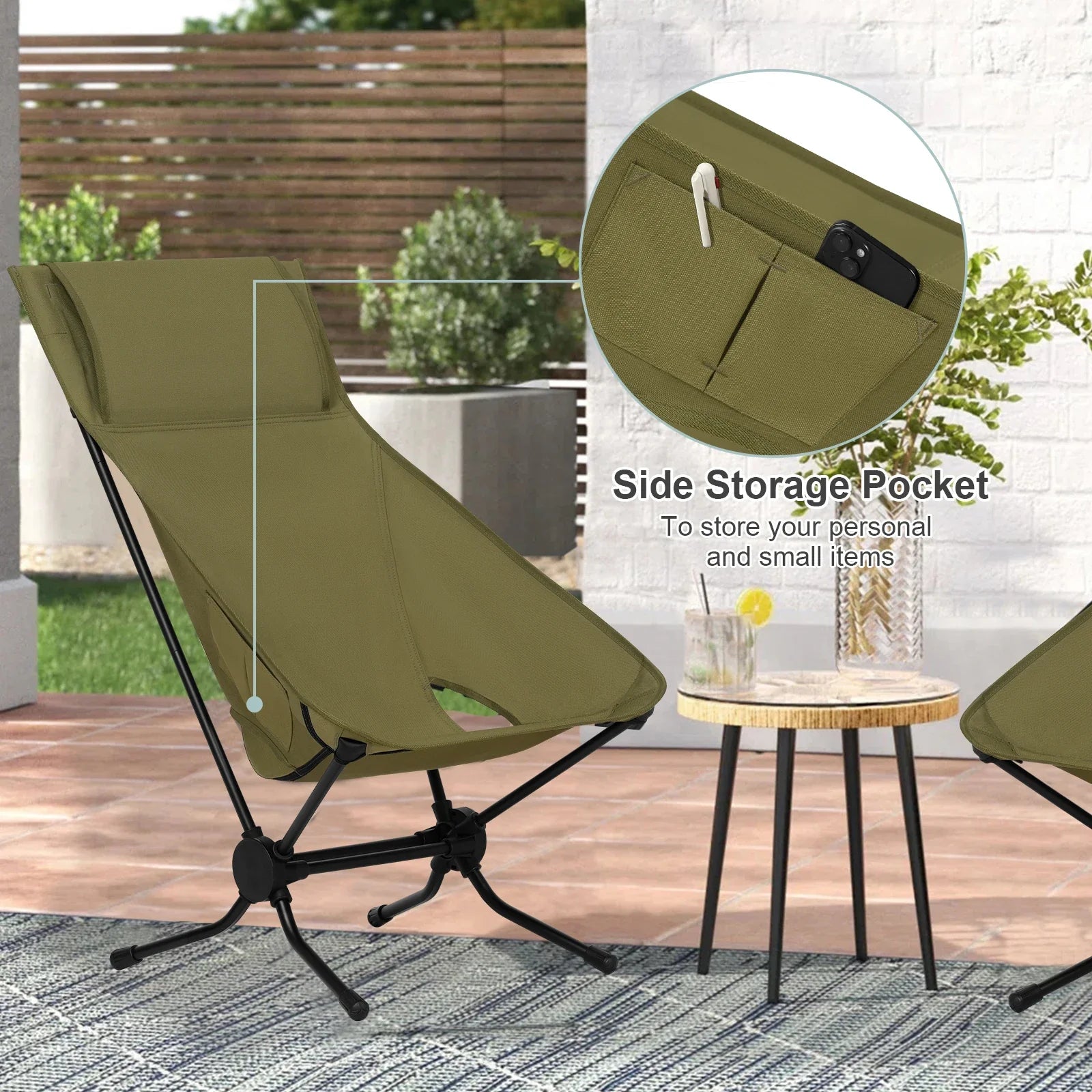 WOLTU Folding Camping Chair Ultralight Aluminium Outdoor Lounge Fishing Chair with Carry Bag for Outdoor Beach Garden BBQ Picnic