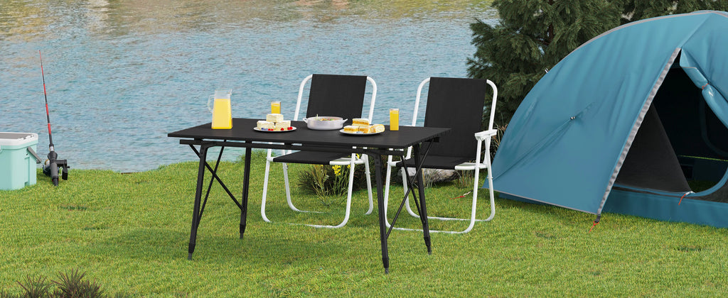 WOLTU Aluminum Folding Travel Camping Table with Carry Bag 120x68.5cm Adjustable Height Outdoor Garden Table for 4-6 People
