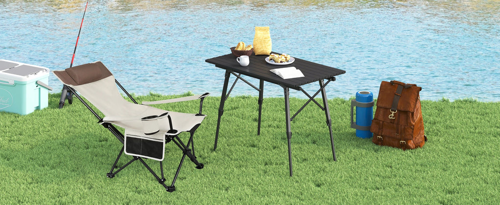 Folding Camping Chair  Lightweight Outdoor Chair Fishing Chair with Headrest Cup Holder Storage Carry Bag for Hiking Picnic Beac