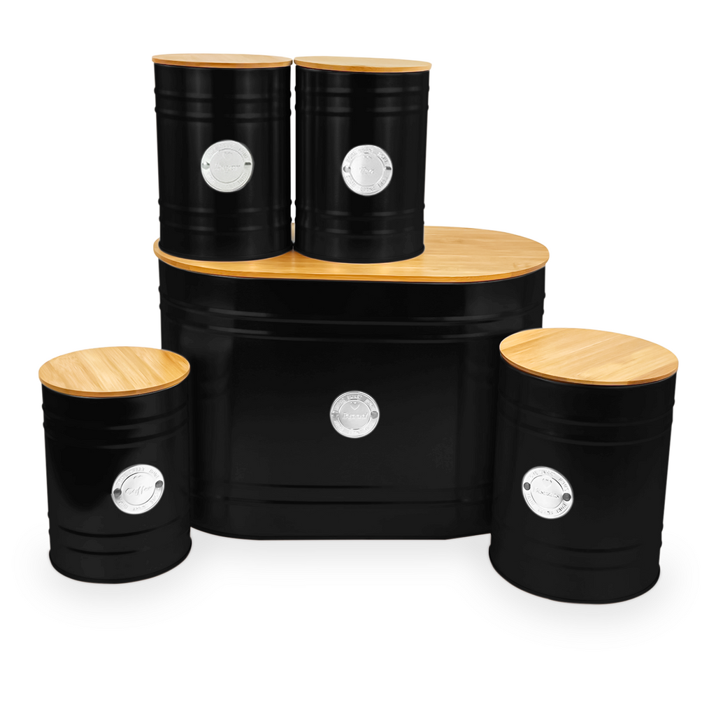5Pcs Kitchen Storage Tins Canister - Bread Bin