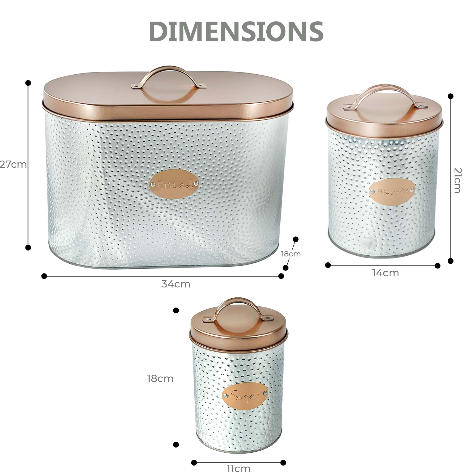 5PCs Metal Bread Bin Storage Box - Sliver/Golden