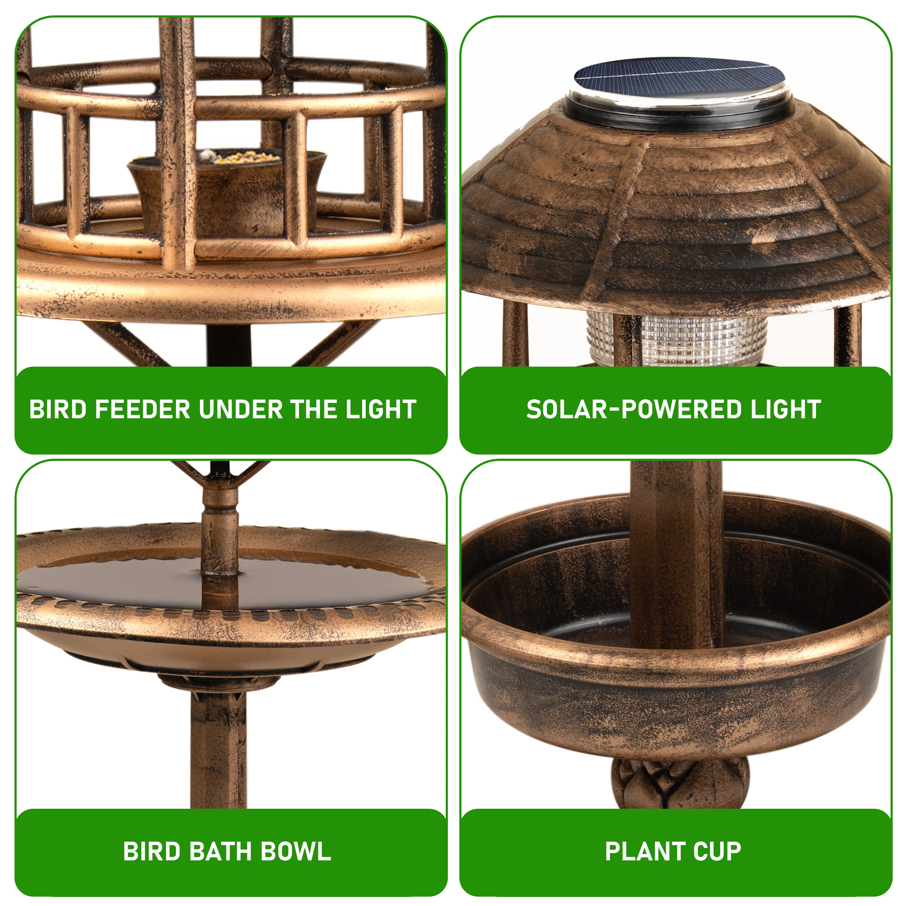 Garden Bird Bath Solar Feeding Station