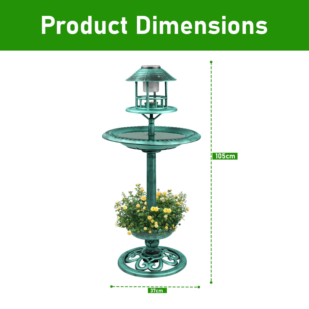Garden Bird Bath Solar Feeding Station