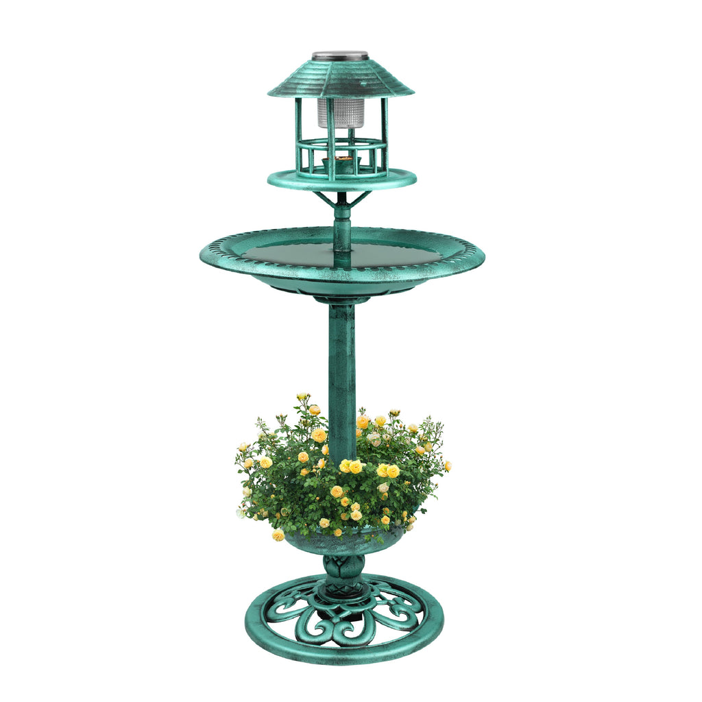 Garden Bird Bath Solar Feeding Station