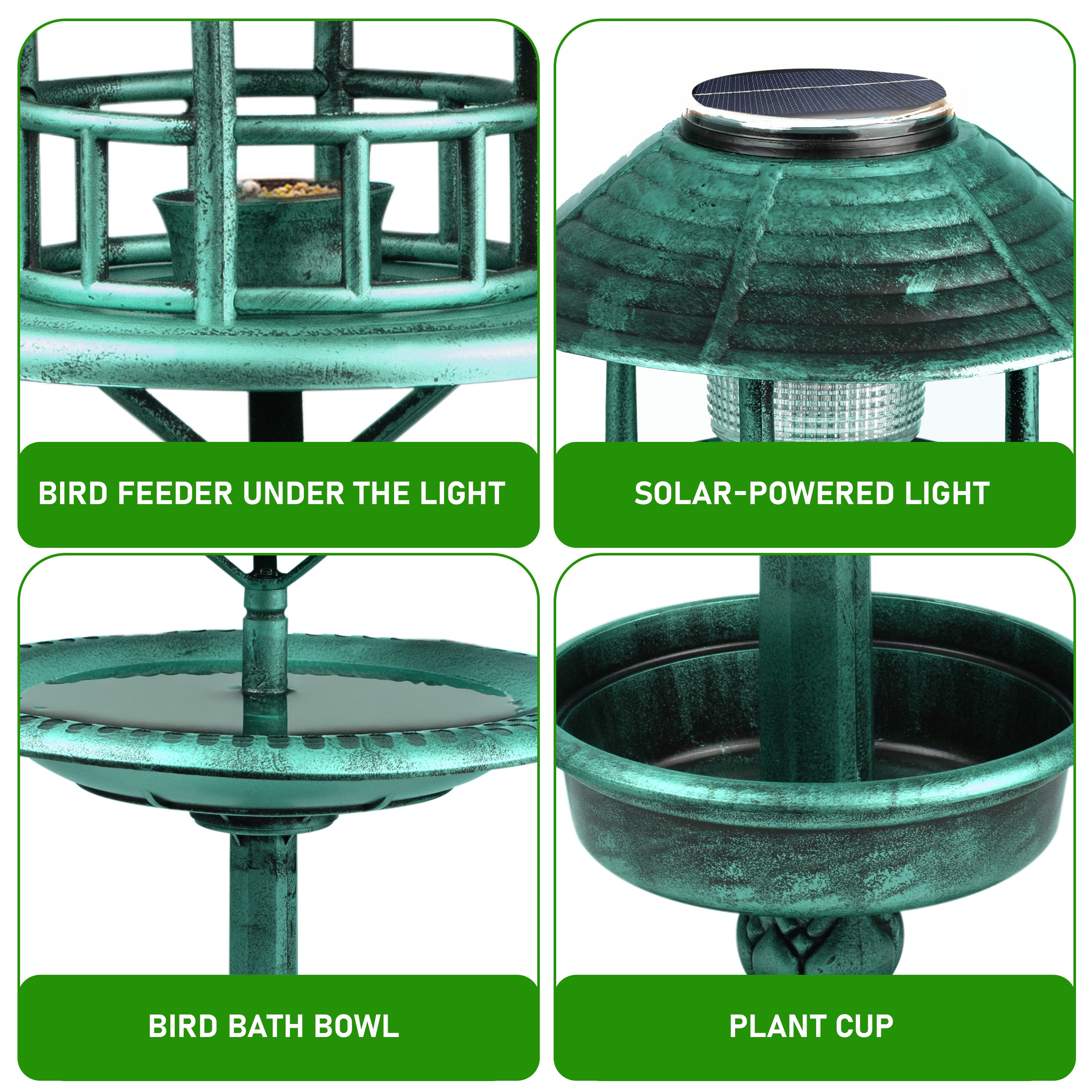 Garden Bird Bath Solar Feeding Station