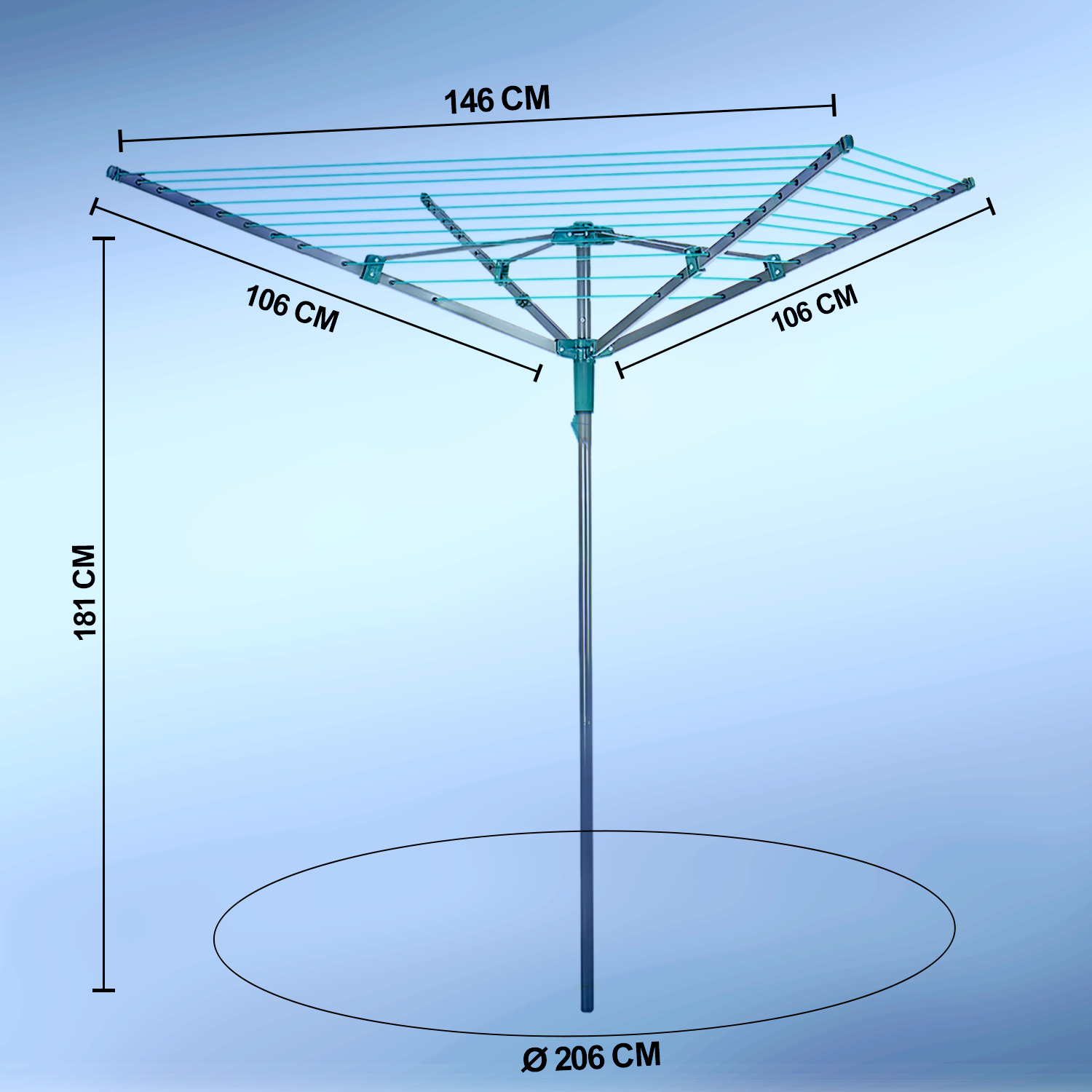 4 Arm Rotary Washing Line Clothes Airer