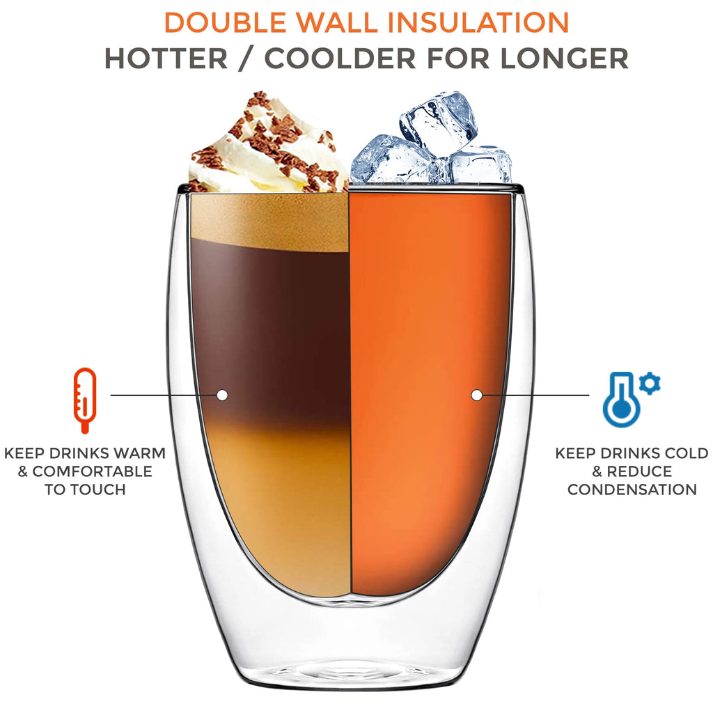 2Pc Double Wall Insulated Coffee Glass - 350 ml