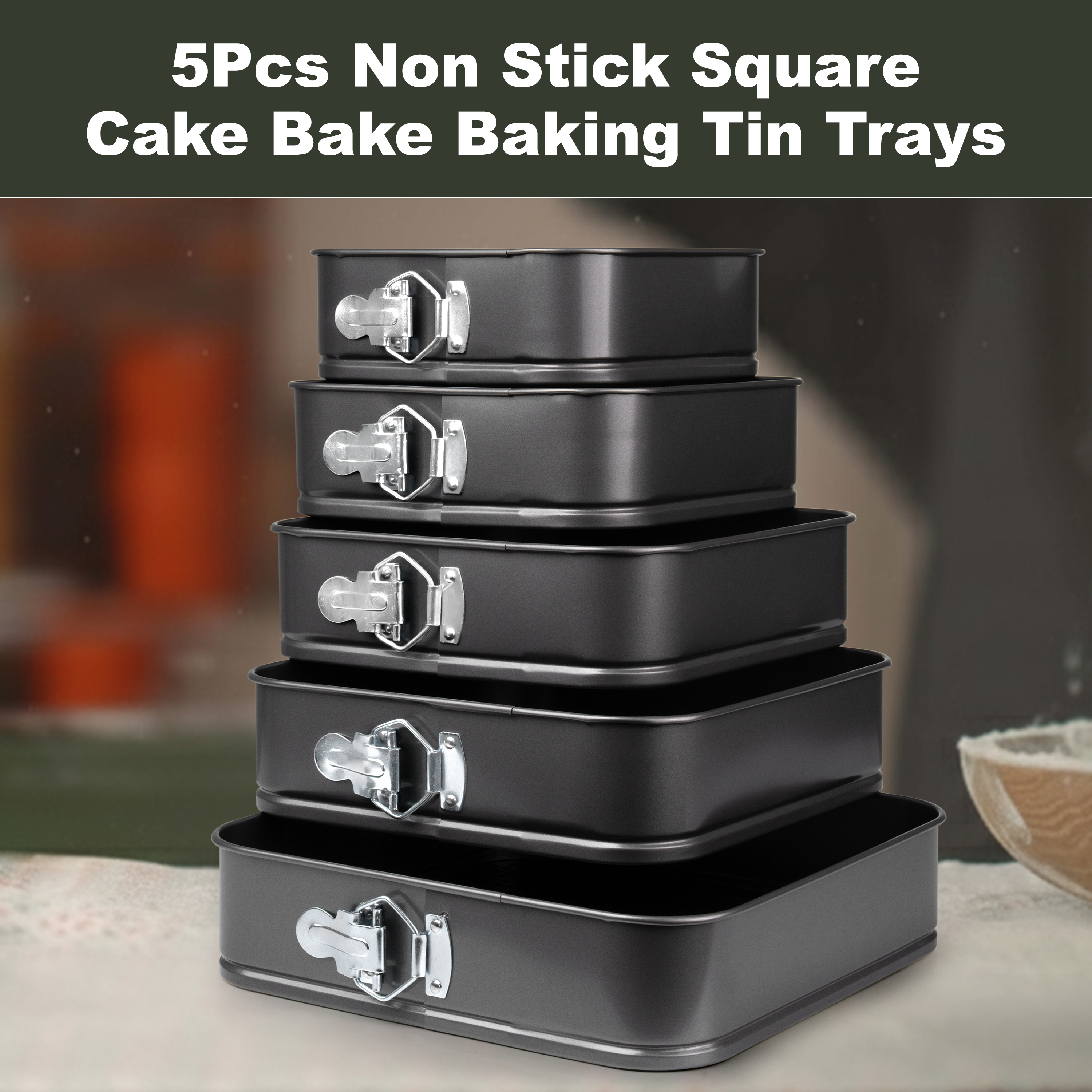 5Pcs Non Stick Square Cake Baking Trays
