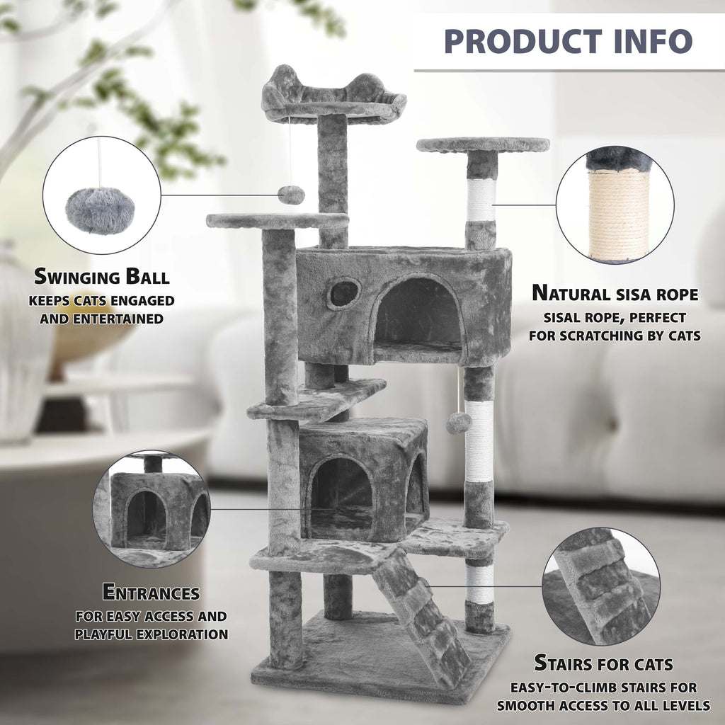 138cm Large Cat Tree Multilevel Scratching Post