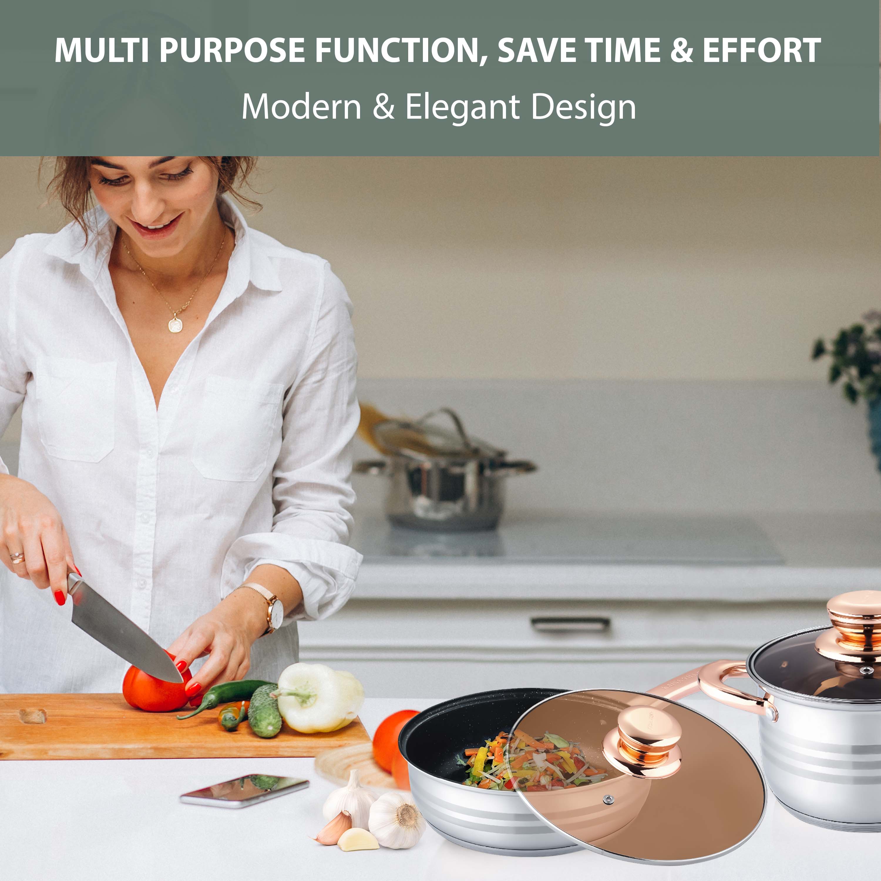 12Pcs Stainless Steel Cookware Set With Glass Lids