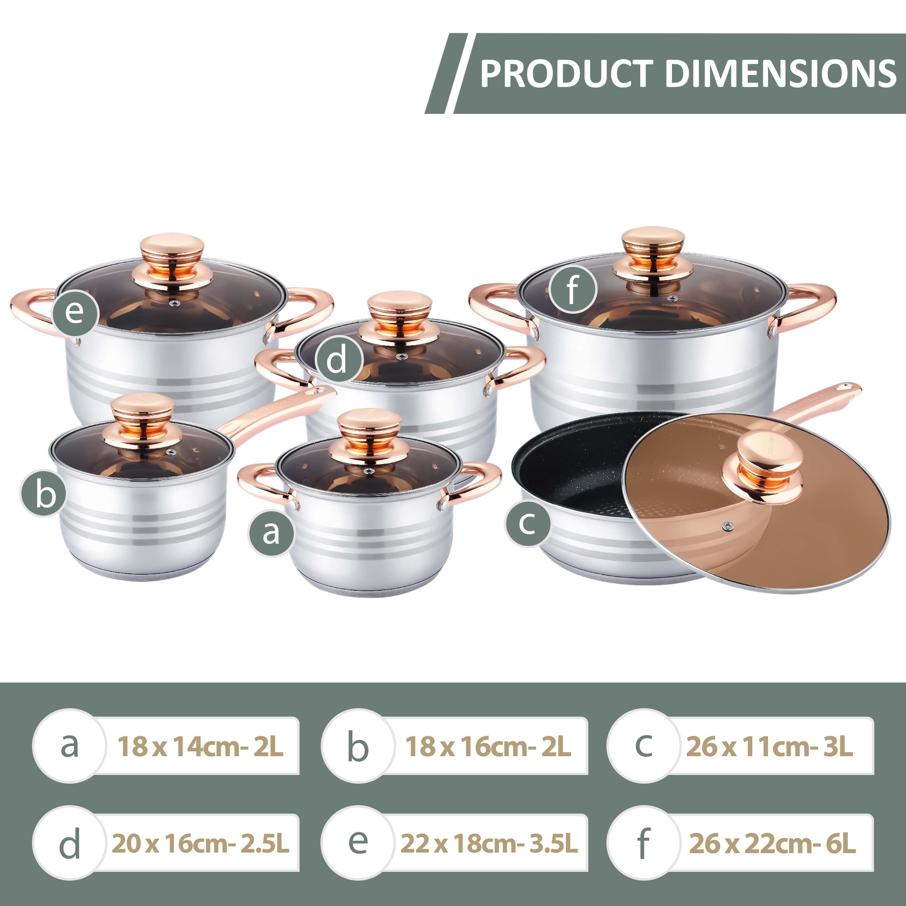 12Pcs Stainless Steel Cookware Set With Glass Lids