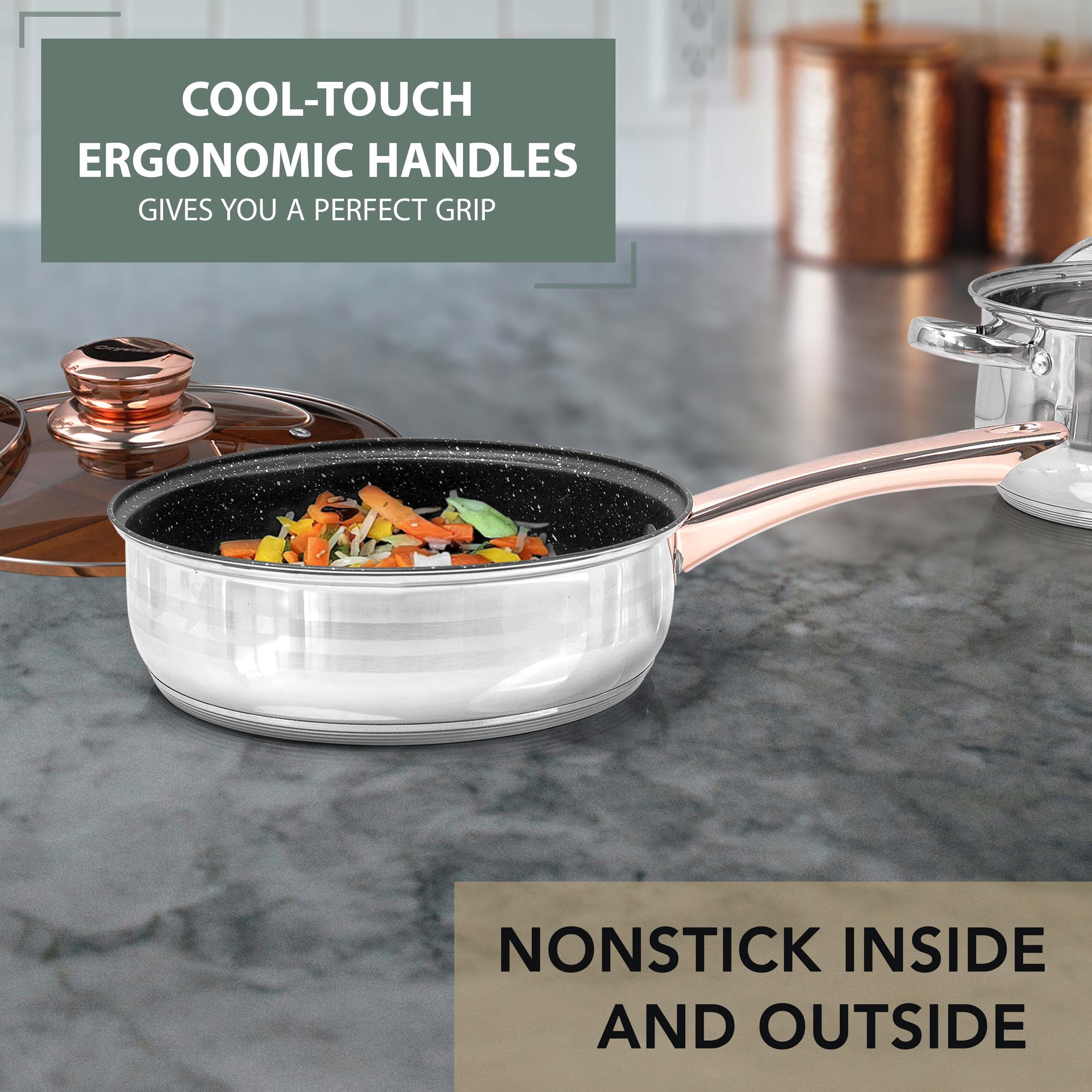 12Pcs Stainless Steel Cookware Set With Glass Lids