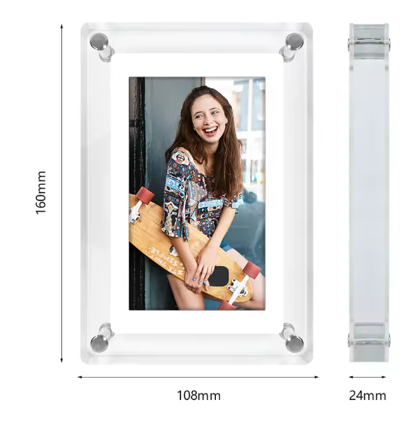 Acrylic Digital Photo Frame 5 Inch – Portable Vertical Display with IPS Screen & 4GB Memory