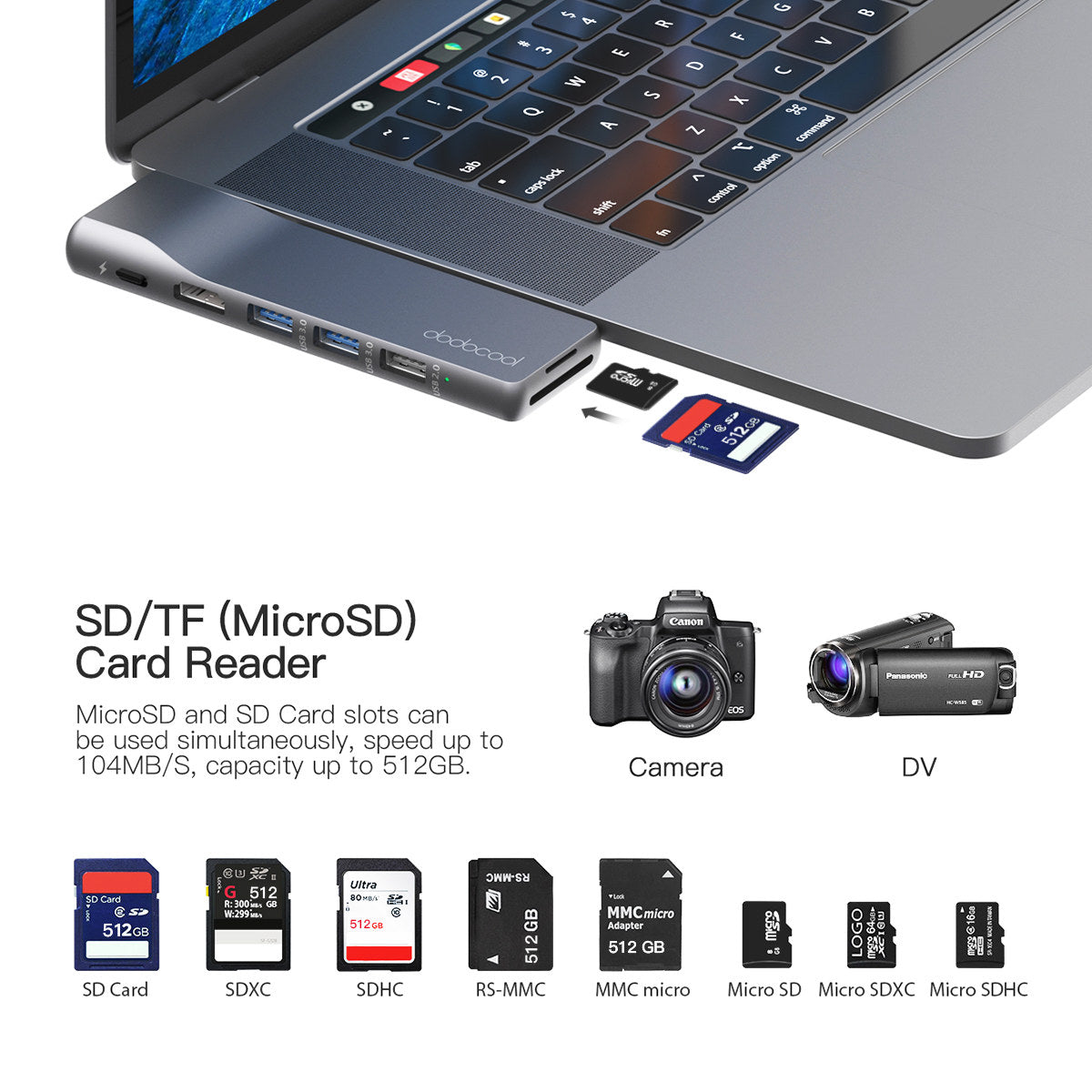 MacBook Docking Station Premium Aluminium Alloy 8-in-2 Hub for Pro & Air