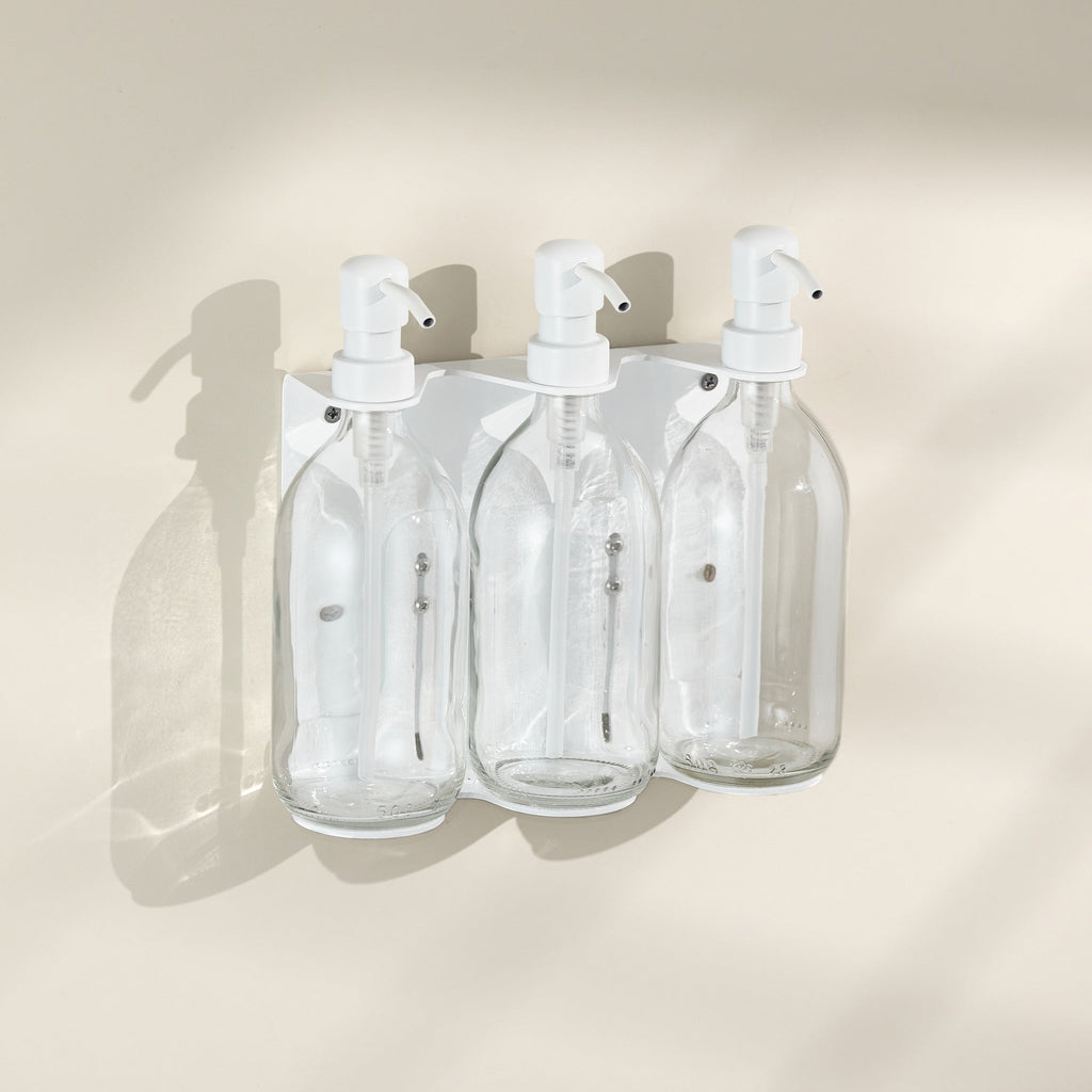 White Triple Wall Mounted Soap Dispenser