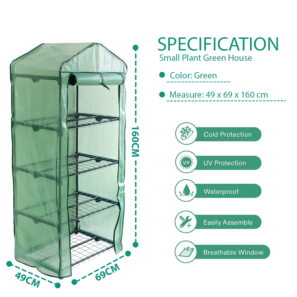 4 Tier Weatherproof Green House with Shelves