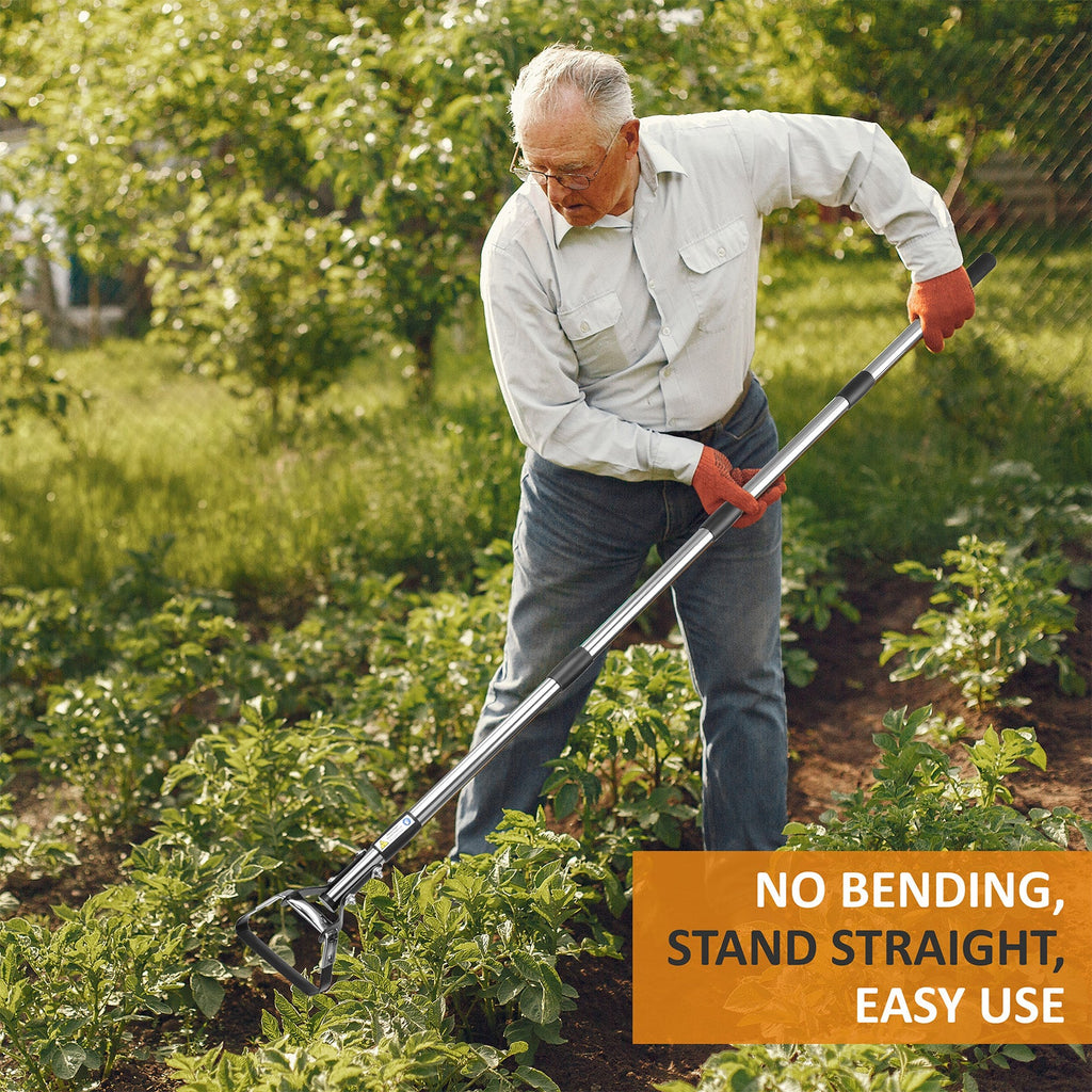 2 in 1 Garden Long Handle Thatch Rake + Hoe